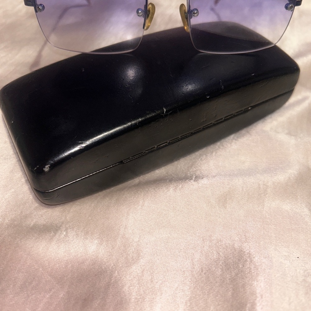 Vintage Ralph Lauren Rectangular Rimless Blue Gradient Lenses Sunglasses - Picture 8 of 9